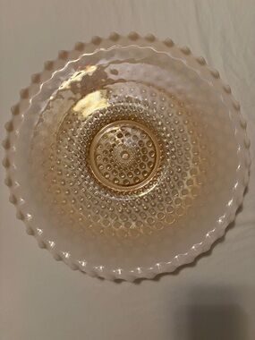 Vintage Hobnail Glass Serving Bowl - Light pink Opalescent